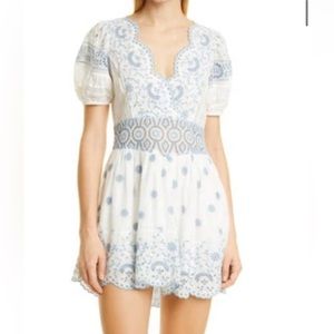 LOVESHACKFANCY VALENTE BRODERIE-ANGLAISE LINEN-BLEND DRESS IN WHITE